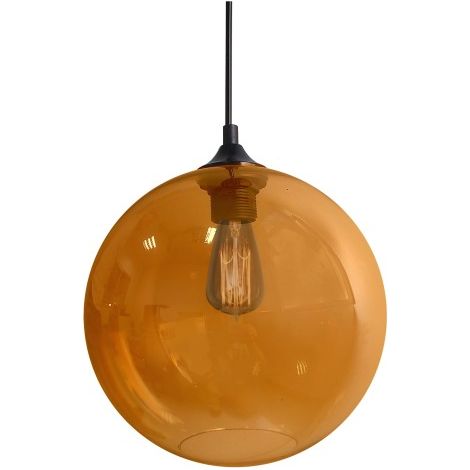 Suspension Candellux Edison verre ambré noir Ø25 E27