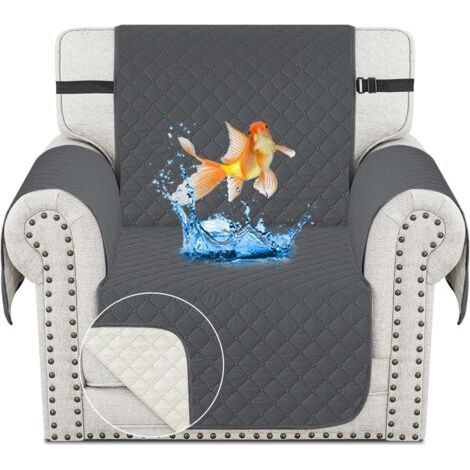 CHELZEN Housse de Fauteuil imperméable à l'eau, Housse de canapé de Chaise Double Face, Protecteur de Meubles de Chien pour Les Enfants de Salon (1 Place, Gris Foncé) (1/5)