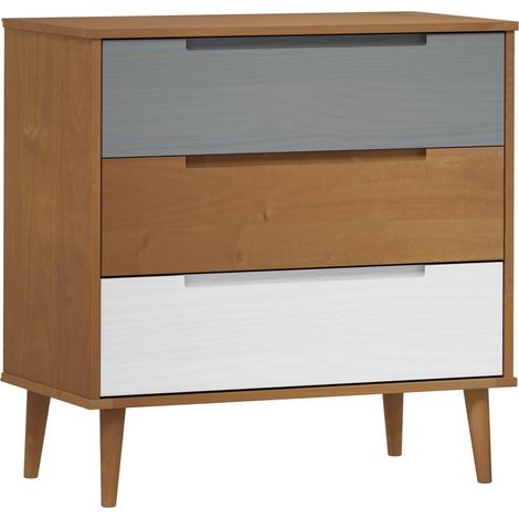 Commode MOLDE Marron 80x40x80 cm Bois de pin solide (1/5)
