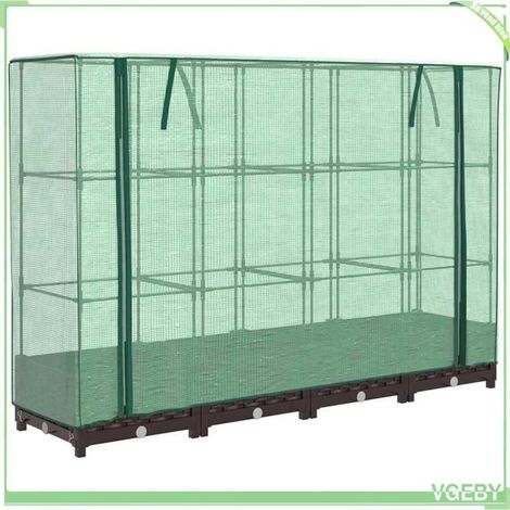 Jardinière surélevée avec housse - FAFEICY - 4015798 - 160x40x123 cm - aspect rotin marron - cadre tube en fer (1/5)