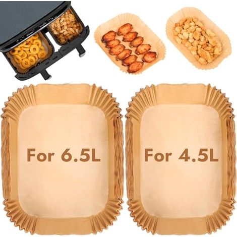 Papiers cuisson pour friteuse à air Tefal XXL Dual Easy Fry 11L, réutilisables jetables, accessoires pour Tefal 6,5L et 4,5L à 2 paniers (100 pièces)