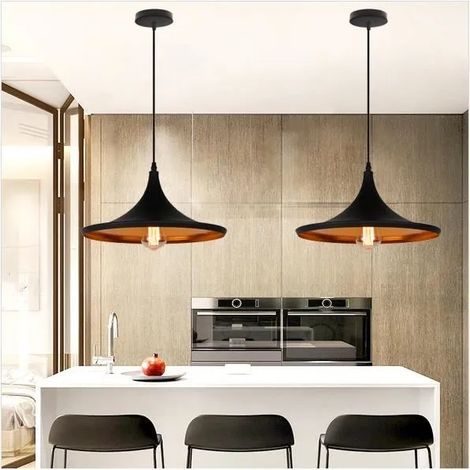 Lot de 2 Suspension Luminaire Industrielle Vintage en Métal pour salon Chambre (1/4)