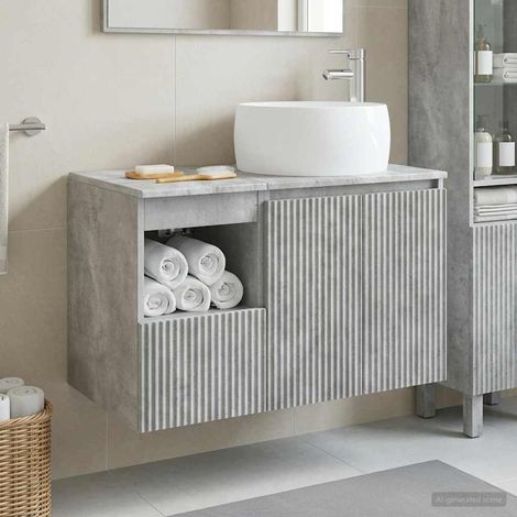 vidaXL Bathroom Furniture Set 2 pcs Concrete Grey Engineered Wood (1/5)