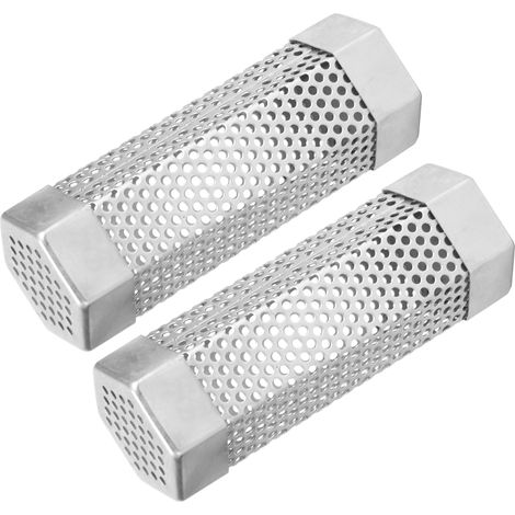 Tube de rangement en maille pour granulés fumés barbecue, acier inoxydable 304, 15 cm (6 pouces), lot de 2, hexagonal (1/5)