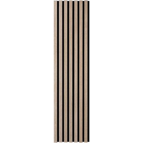 Decoon – Panneau décoratif mural en chêne clair véritable 120 x 30 cm – Feutrine acoustique noire 4 mm – Facile à poser, pour tête de lit ou soubassement