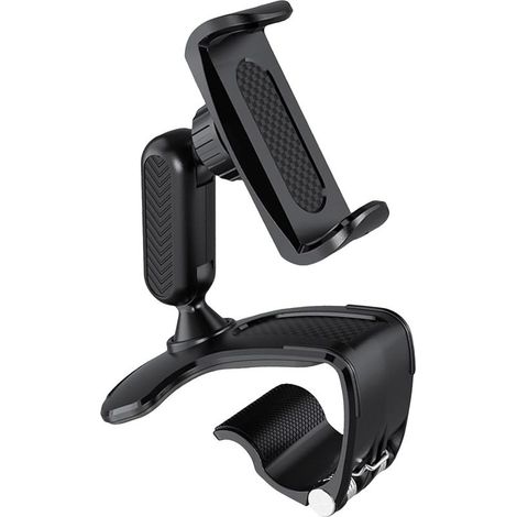 Support de téléphone de voiture rotatif à 360° avec clip ajustable, pour tableau de bord, rétroviseur, pare-soleil et autres emplacements. Conception universelle. (1/5)