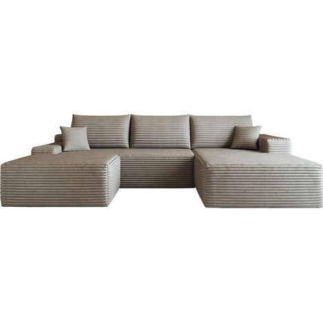 Sofá modular esquinero de 270 cm con chaise longue en L, tejido de pana, camel (1/5)