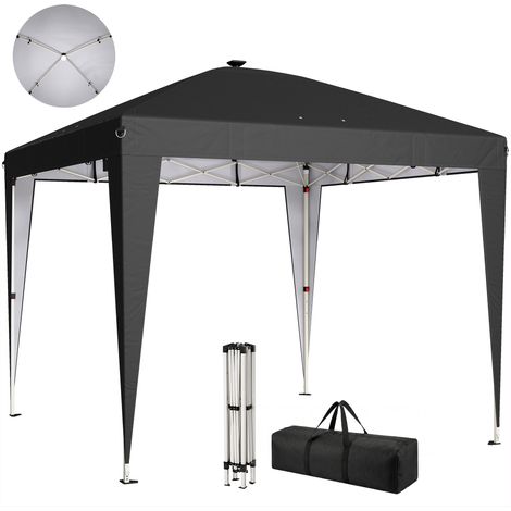 Outsunny Gazebo 3x3m Pieghevole Pop Up con Luce Centrale, USB, Telecomando, Nero (1/5)
