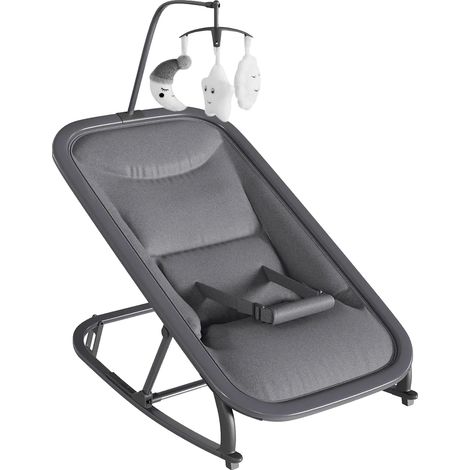Transat pour bébé, inclinaison réglable, barre de jeu intégrée, Gris (1/2)