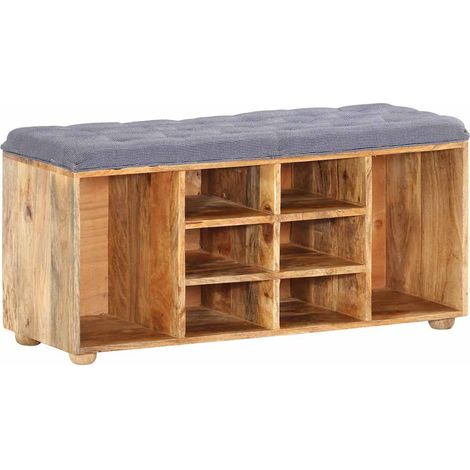 Banc d'entrée avec rangement 8 compartiments en bois de manguier massif 100 x 35 x 47 cm - PANGIVO (1/5)