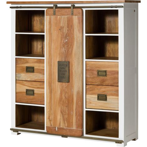Highboard Mango weiß lackiert 142x45x147 (BxTxH) montiert RAILWAY 562 (1/4)