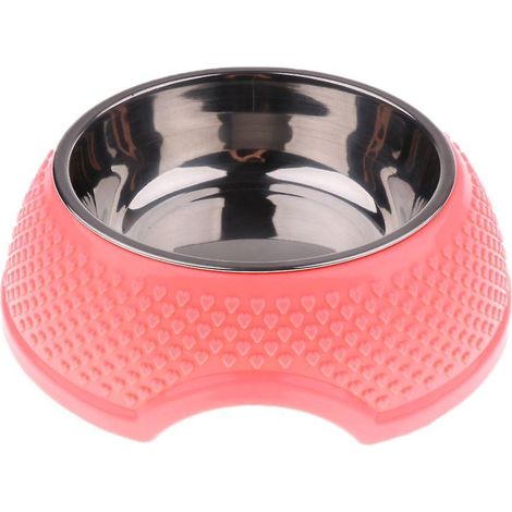 Rutschfester Edelstahl-Futter- und Wassernapf für Hunde und Katzen, rosa (1/5)