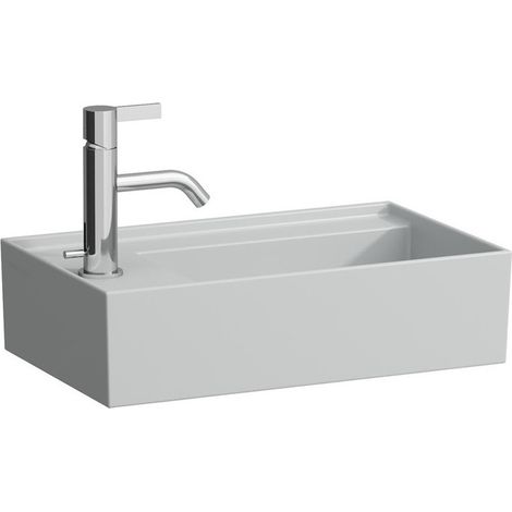 Lave-mains KARTELL 460 x 280 mm, plage de robinetterie à gauche sans trop-plein, sans trou pour robinetterie gris LAUFEN