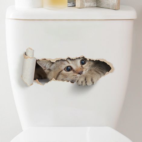 Pegatina de inodoro con agujero de gato de dibujos animados (1/3)