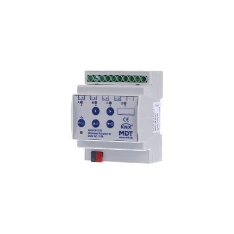 EIB, KNX, ACTIONNEUR UNIVERSEL 4 FOIS, 4SU MDRC, 16A, 230VAC, 100µF, 15ECG AKU-0416.03 MDT