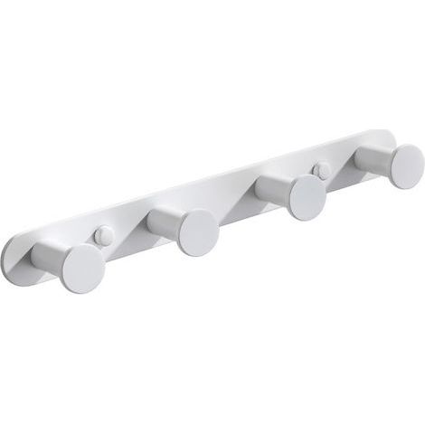 Patère à crochets en acier inoxydable - Crochet mural autocollant et vis - Porte-manteau en métal avec 4 crochets - Blanc - Pour vestes,écharpes