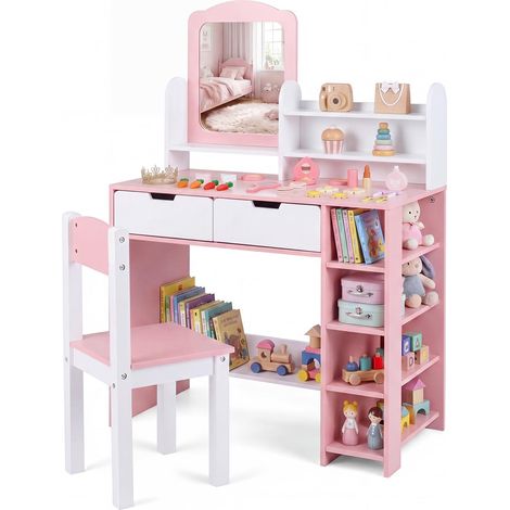 COSTWAY 2 in 1 Toeletta Trucco per Bambini 3+ Anni (1/5)