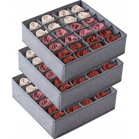 MAGOSIS Schubladenorganizer, 3er-Pack, 24-Fächer-Unterwäscheboxen, Grau (1/5)
