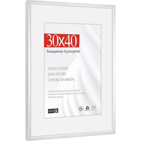 Bilderrahmen 30x40cm Silber Passepartout Alu  Silber 30x40cm 1x (1/5)