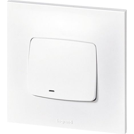 Interrupteur ou Va-et-vient Neptune 10A - Commande d'Éclairage Monobloc avec Voyant (Fourni) - Prêt à Installer - Blanc