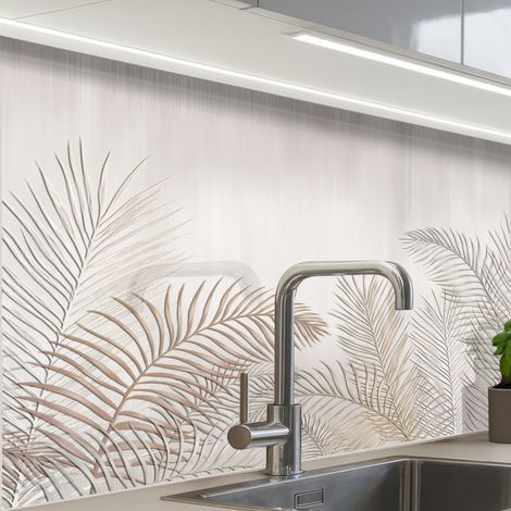 REVETEMENT MURAL DE CUISINE, CRÉDENCE DE CUISINE Feuilles - Beige - Botanique - Vintage 80x60 (1/5)