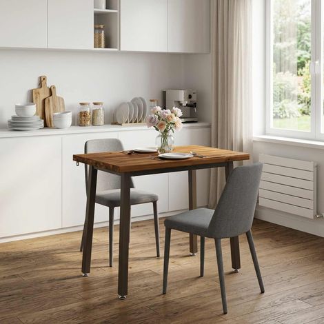 vidaXL 90 x 55 x 75 cm Bois d'Acacia Massif Naturel et café (1/5)