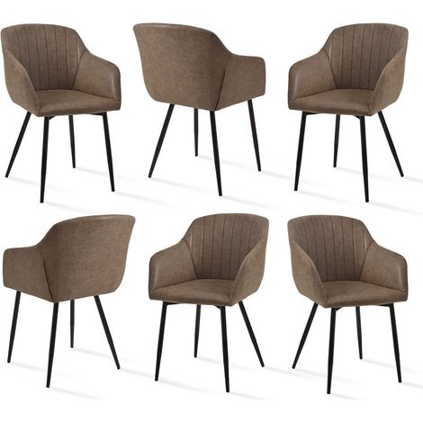 Goeurvant Sedie da pranzo minimaliste con seduta ampia e braccioli ergonomici, combinazione di comfort ed eleganza - Set di 6  - Marrone scuro
