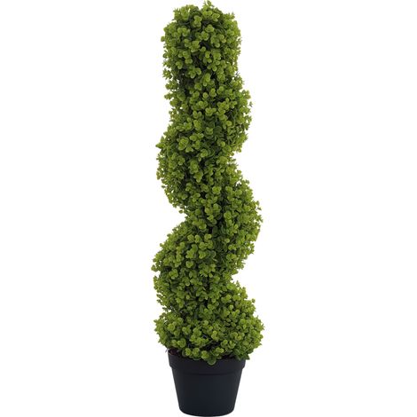 Pianta Finta di Eucalipto a Spirale con Vaso Incluso per Interno ed Esterno, Altezza 90 cm, Verde