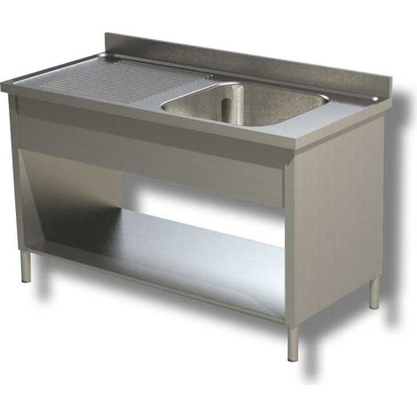 Plonge Evier à Droite avec Etagère et Panneaux Latéraux - Gamme 600 - Ristopro