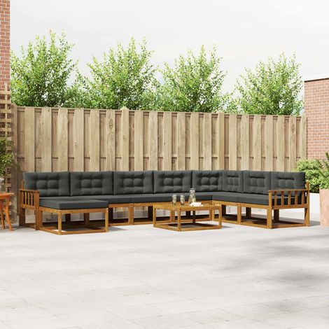vidaXL Outdoor-Sofagarnitur mit Kissen 9 pcs Natur und Anthrazit (1/5)