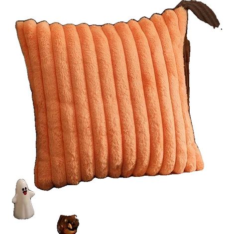 Funda de cojín, algodón afelpado, diseño cuadrado decorativo, 50x50cm-a, naranja (1/2)
