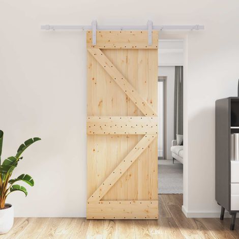 vidaXL Porta scorrevole Naturale e Bianco 80 x 210 cm
