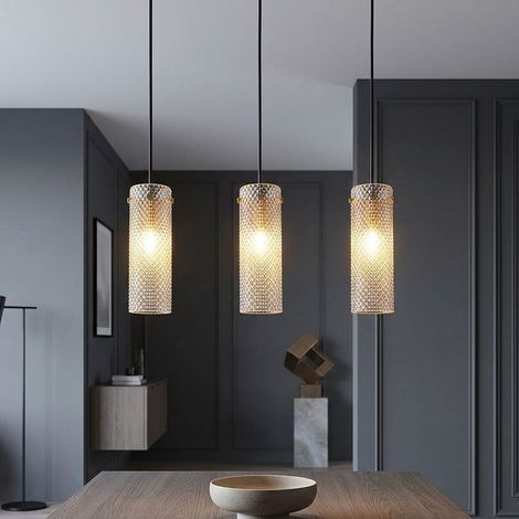 LED Hängeleuchte Pendelleuchte Esszimmer 3-flammig Gold Metall Glas L 61 cm (1/5)