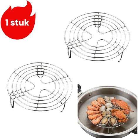 pièce - Grille vapeur en acier inoxable - Grille vapeur résistante à la chale - Grill absorbe - Supports cocotte multi-fonctions - Dessous le plat/de-plat résistant à la chale - Hauteur : 7 cm - Argen (1/5)