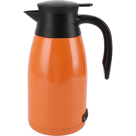 Bouilloire de voiture 180 W 1400 ml, orange, en acier inoxydable, anti-fuite, 24 V, idéale pour les voyages et le travail. (1/5)