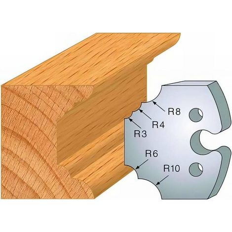 Jeu de 2 Fers Profilés Acier HT 50 x 5,5 mm - N°220 1/4 de rond multiple - Outil de menuiserie - Diamwood (1/2)