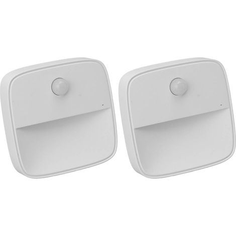 Lot de 2 veilleuses LED blanc chaud à détecteur de mouvement, mini, à brancher, pour chambre ou cuisine (prise UE 100-240 V). (1/5)
