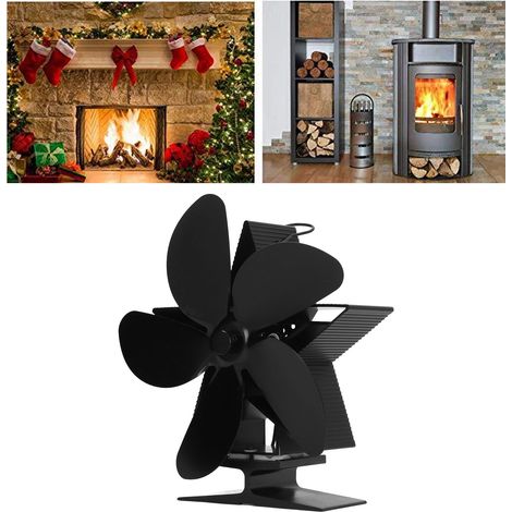 Ventilateur de cheminée, ventilateur thermique métallique à 5 pales, ventilateur pour poêle à bois (1/5)
