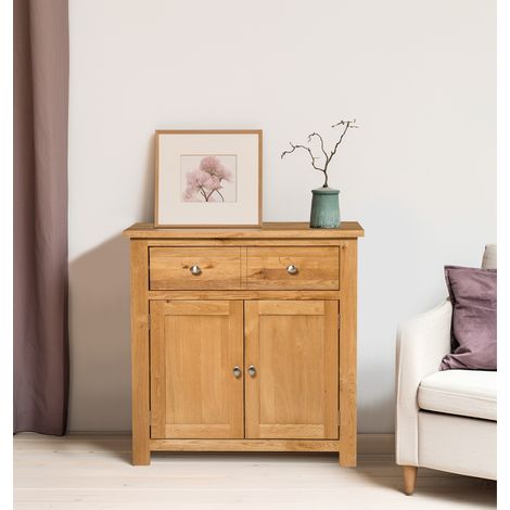 Hallowood Furniture Waverly Oak Sideboard Small Cabinet with 1 Large Drawer, Cupboard and Adjustable Internal Shelf, Solid Wooden Small Sideboard, Living Room Cabinets, Oak Furniture (1/5)