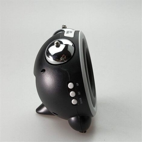 Sveglia intelligente, lampada da comodino con doppia campana in metallo, luce notturna con sensore intelligente, sveglia elettronica, orologio luminoso per bambini (nero) (1/2)