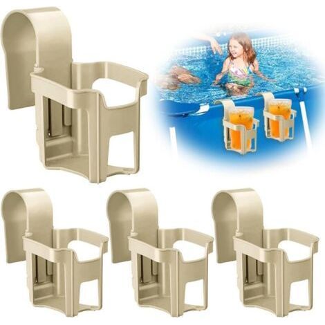Lot de 4 porte gobelets de piscine Accessoires pour piscines hors sol En plastique Accessoire de piscine multifonction pour la plupart(kaki) (1/5)