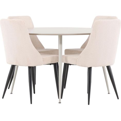 Plaza Essgruppe Esstisch beige 4 Stühle Samt beige. (1/4)