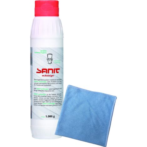 BADfabrik24 Sanit WC-Reiniger Flasche 1000 Gramm 3051 + Mikrofasertuch