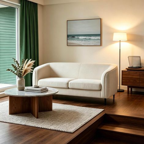 OKMYHOME Divano a 2 posti beige in velluto, 160 x 76 x 72 cm, gambe in metallo (1/5)