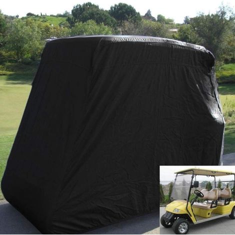 Housse de protection pour voiturette de golf 4 places, tissu Oxford imperméable avec revêtement argenté PA, 285x122x168cm, noire (1/4)
