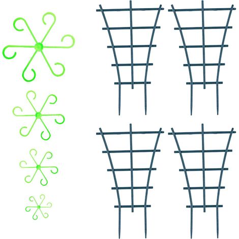 Le kit de support pour plantes (4 treillis connectables + 4 supports) offre une solution polyvalente pour stabiliser les plantes en intérieur et en extérieur. (1/5)