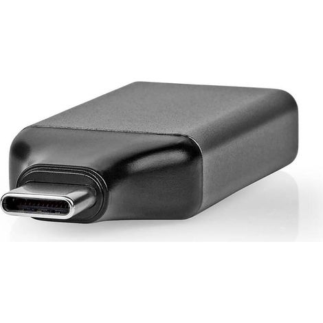 Adaptador usb c usb 32 generacion 1 usb c macho displayport hembra 4k60hz redondo niquelado gris negro sobre