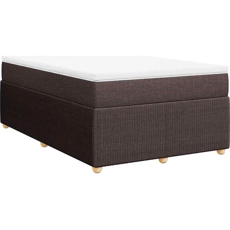 Maison Exclusive - Cama box spring con colchón tela marrón oscuro (1/5)