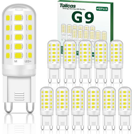 Ampoule LED G9 5W, 6000K 500LM Blanc Froid, Équiv 50W, Lot de 12 CRI 85, Non Dimmable, Base en Céramique, Sans Scintillement AC/DC 220-240V pour Chambre, Salon, Cuisine, Jardin (1/5)