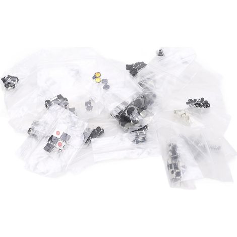 Lot de 125 mini boutons-poussoirs à réinitialisation automatique avec couvercle métallique pour téléviseurs, appareils photo et télécopieurs (1/5)